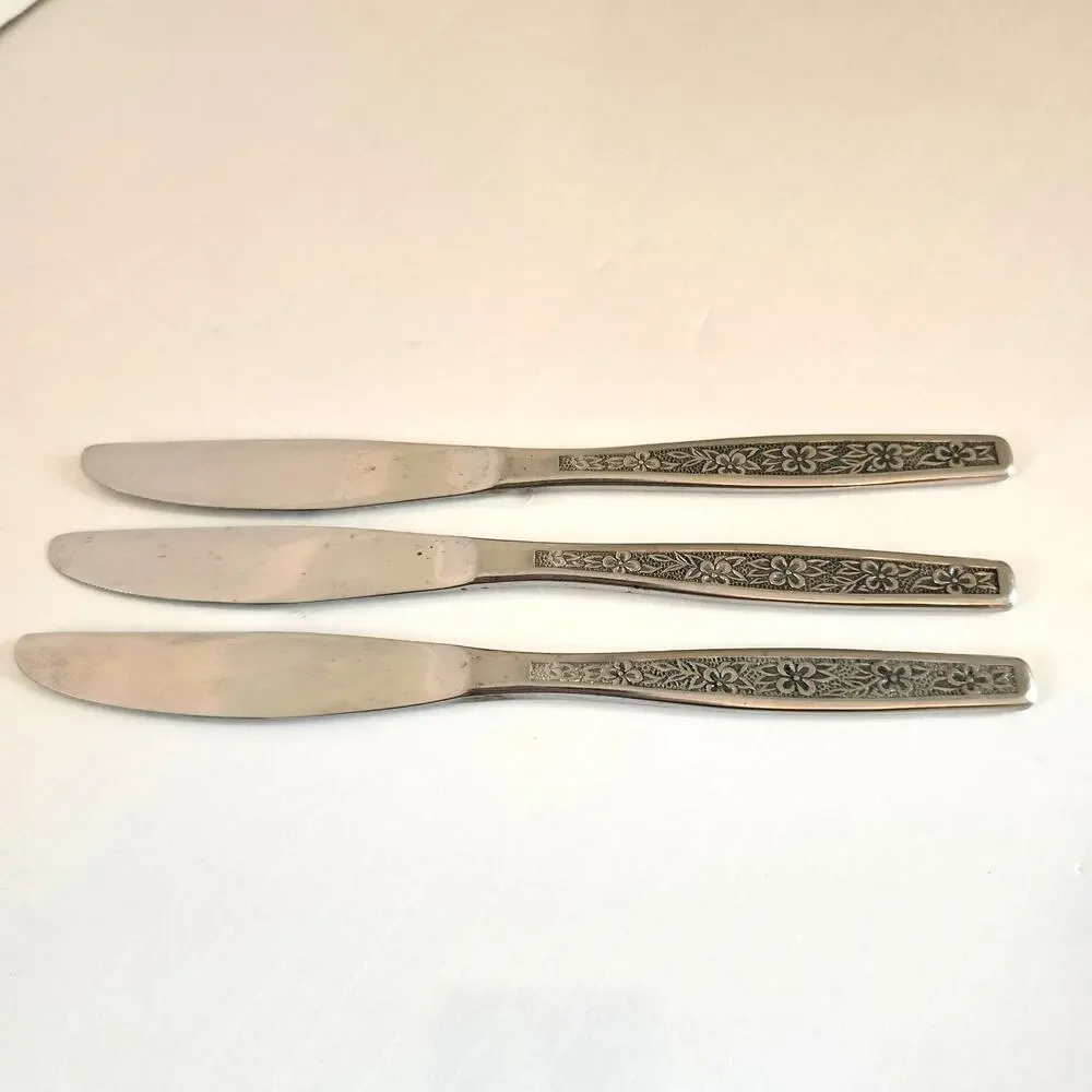 Rogers Stainless Butter/Dinner Knives La Spana Set Of 3 Mid Century Modern